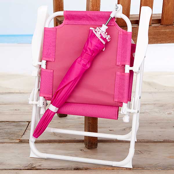 Personalized Kids Beach Chair & Umbrella Set Pink