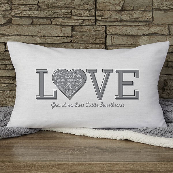 Personalized Throw Pillows - Heart Word Art - 18502