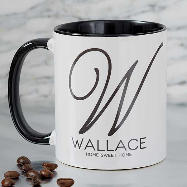 Name & Initial Personalized Coffee Mug - 11oz Black