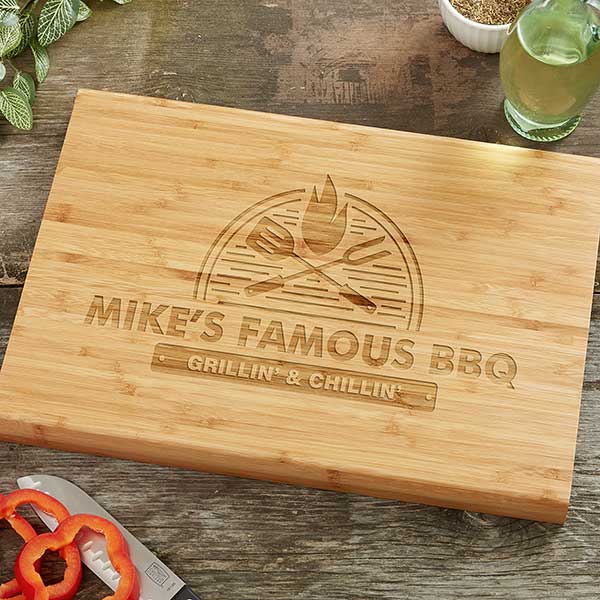 Her Kitchen 10x14 Personalized Bamboo Cutting Board