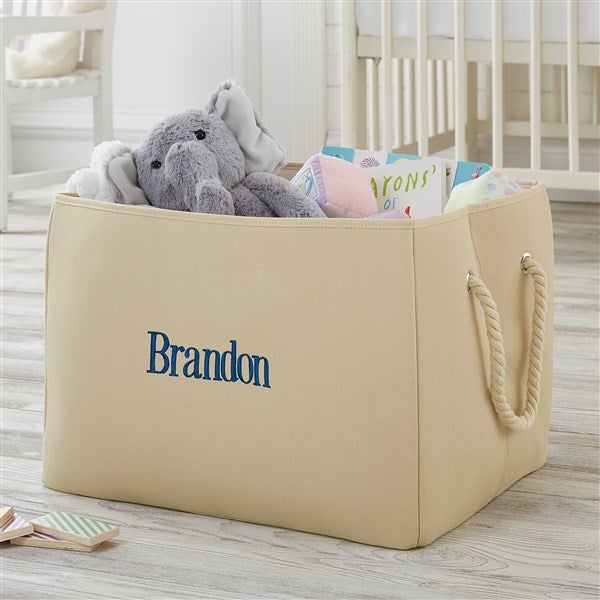 Personalized Tan Canvas Storage Tote