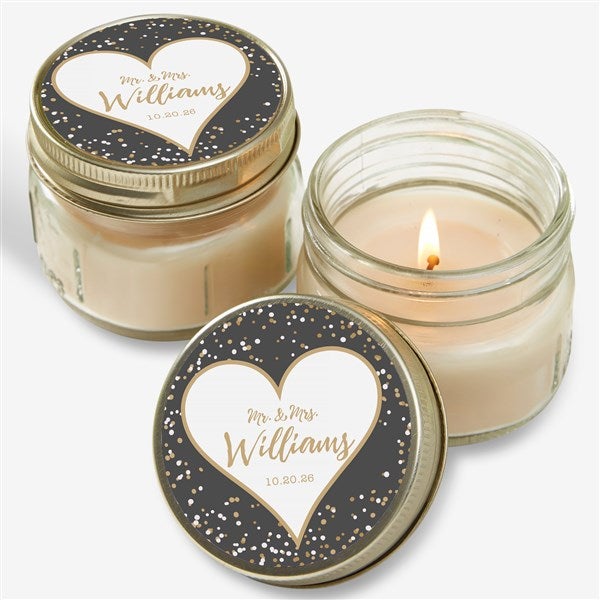 Personalized Mason Jar Candle Favors - Sparkling Love - 18919