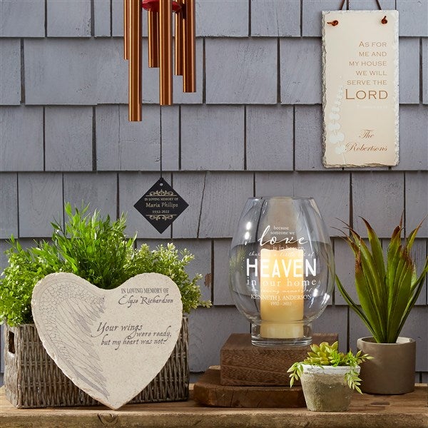 Heaven In Our Home Engraved Hurricane Candle Holder