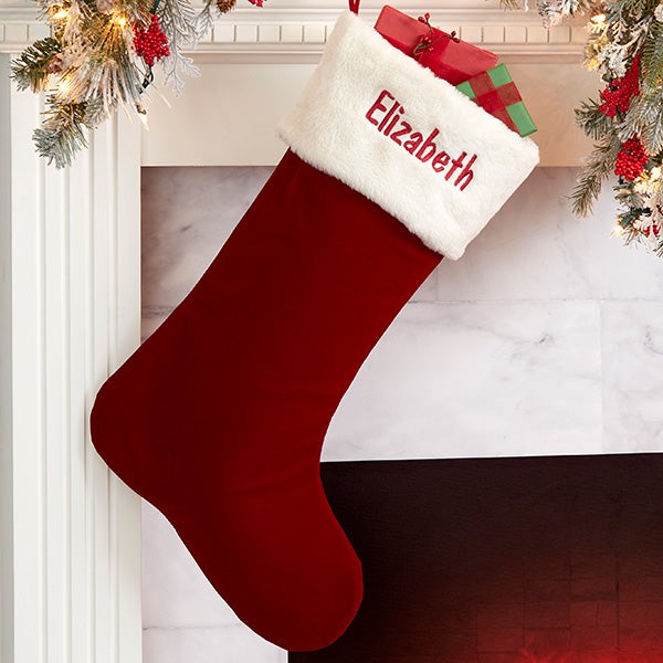 Red Velvet Personalized Christmas Stocking by MerryStockings -  MerryStockings