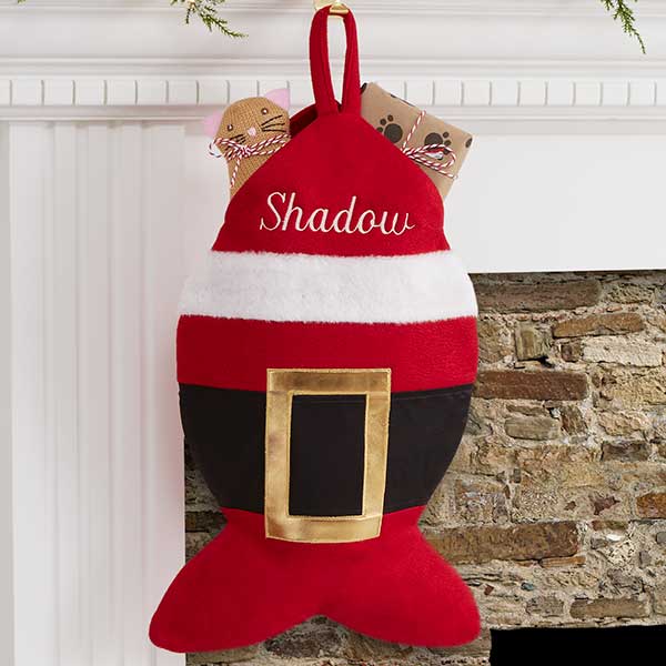 Personalized Pet Christmas Stockings - Santa Belt - 19014