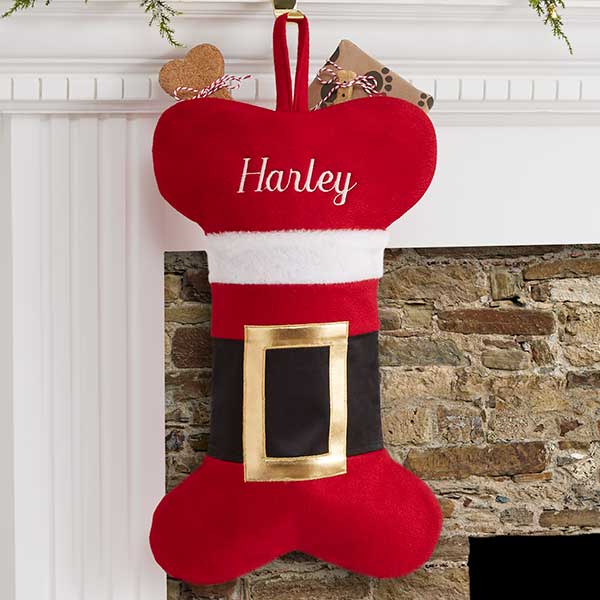 Personalized Pet Christmas Stockings - Santa Belt - 19014