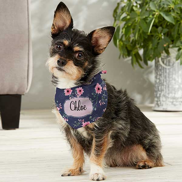 Personalized Floral Dog Bandana - 19043