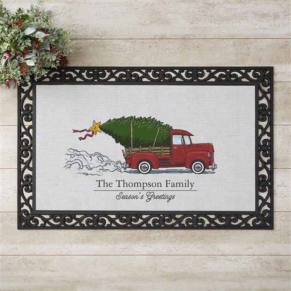 Personalized Christmas Doormats - Vintage Red Truck - 19464