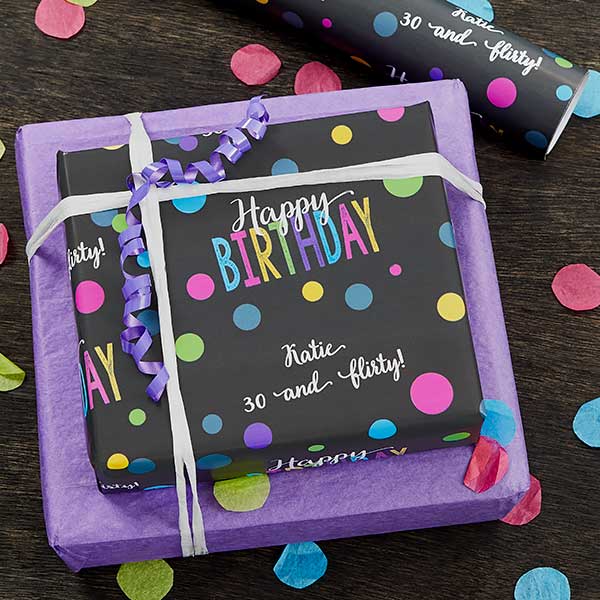 Bold Birthday Personalized Wrapping Paper Roll - 18ft Roll