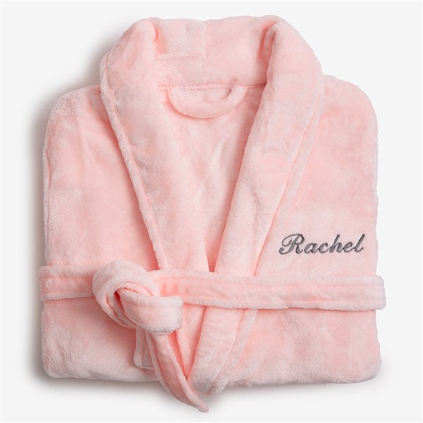 Classic Embroidered Short Fleece Robe - 21547