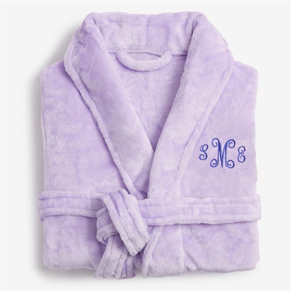 Classic Embroidered Short Fleece Robe - 21547