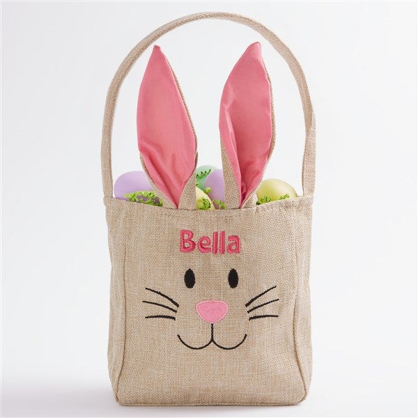 Bunny Face Personalized Burlap Easter Treat Bags - 22576