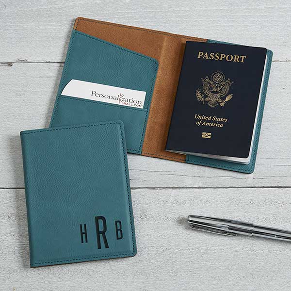 Personalized Faux Leather Passport Holder - 22658