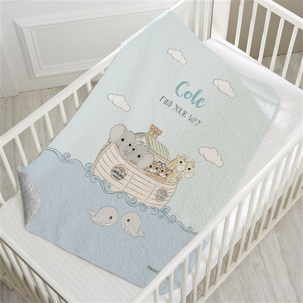 Precious Moments Noah's Ark Personalized Baby Boy Blankets - 22685