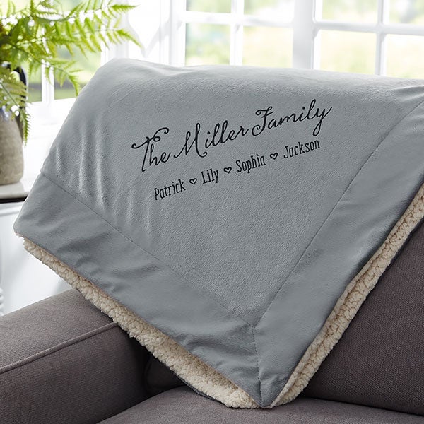 Custom Embroidered Sherpa Blankets - Family Love - 22709