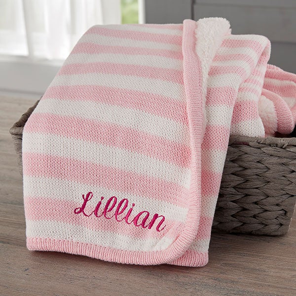 Custom Embroidered Knit Baby Blankets - Name, Monogram, Initial - 23248