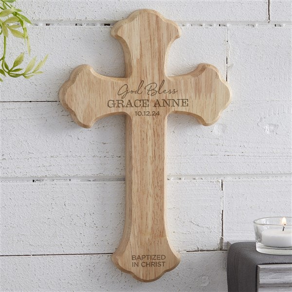 Christening Cross Custom Engraved Wood Cross - 23627