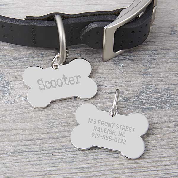 Dog Bone Engraved Metal Dog ID Tags For Pets - 23731