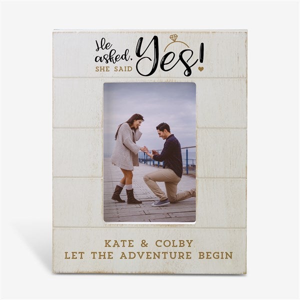 He Asked, She Said Yes Personalized Engagement Picture Frame - 24260