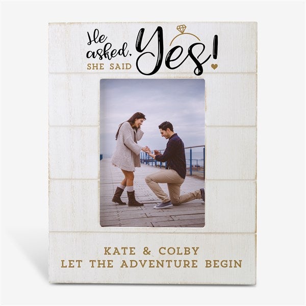 He Asked, She Said Yes Personalized Engagement Picture Frame - 24260