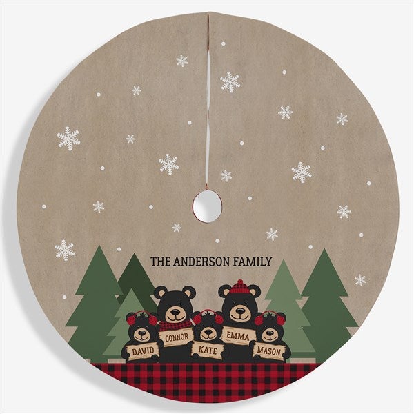 Holiday Bear Family Personalized Christmas Tree Skirt - 24578