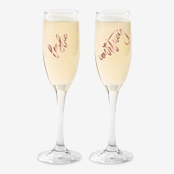 Personalized Vinyl Rose Champagne Glasses - 25005