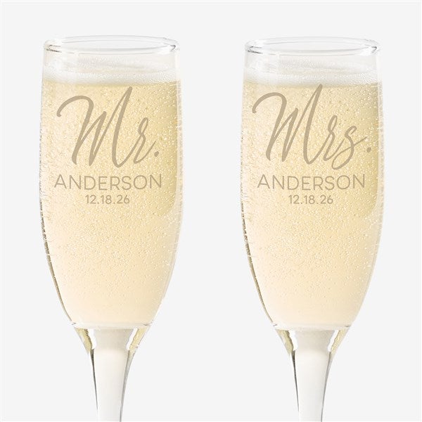 Stamped Elegance Personalized Wedding Champagne Flute Set - 25008