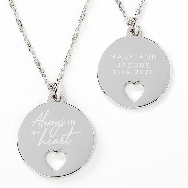 Always In My Heart Personalized Memorial Necklace - 25667