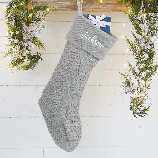 Personalized Modern Cable Knit Christmas Stockings - 25774