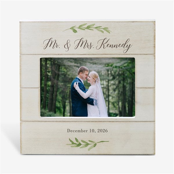 Laurels Of Love Personalized Wedding Shiplap Picture Frame - 25835