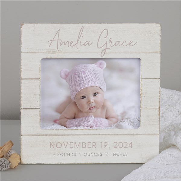 Simple & Sweet Personalized Shiplap Baby Girl Picture Frame - 26225
