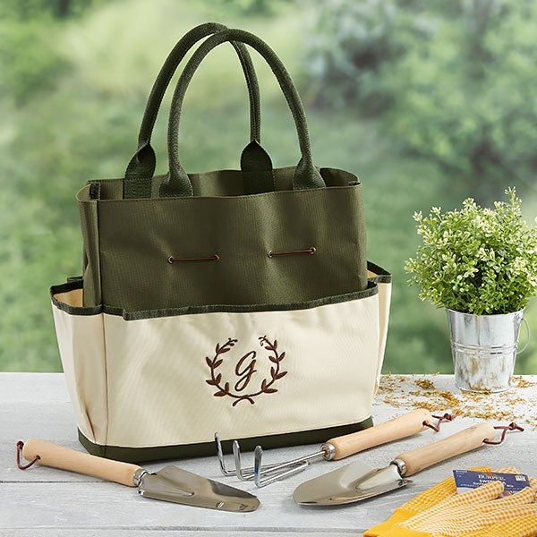 Floral Wreath Personalized Garden Tote & Tools - 26536