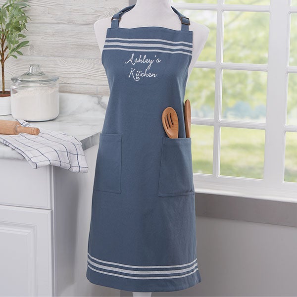 Custom Embroidered French Stripe Milk Street Apron - 26773