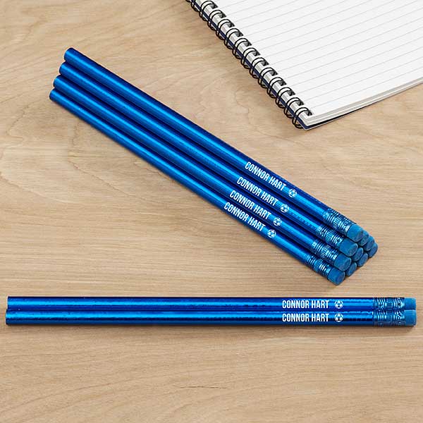 Name & Icon Metallic Personalized Pencil Sets - 26965
