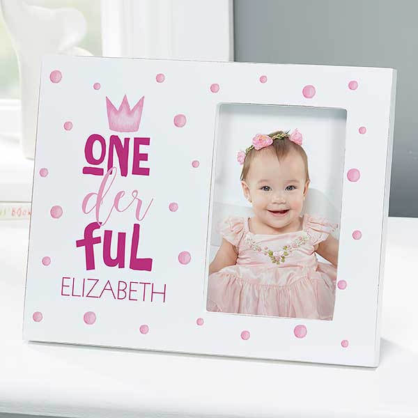 Onederful Girl First Birthday Personalized Picture Frame - 27639