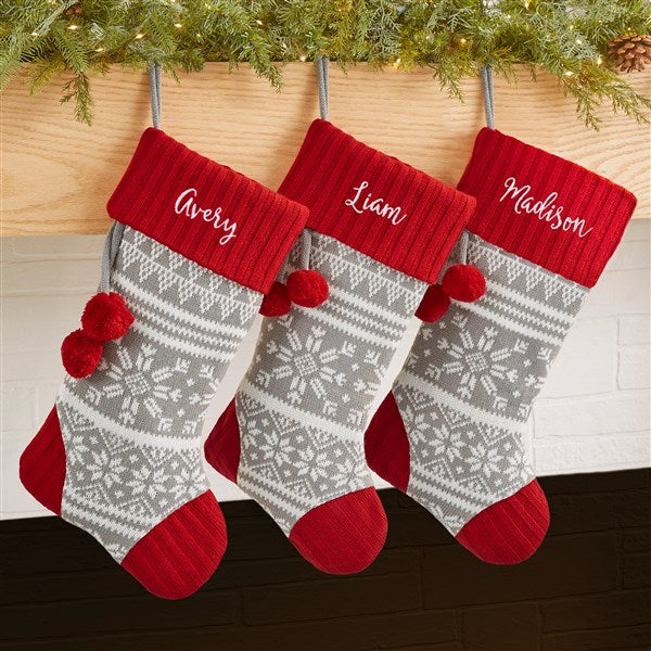 Knit Snowflake Personalized Christmas Stockings - 28064