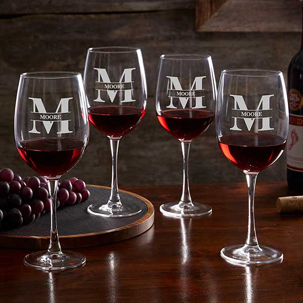 Lavish Last Name Engraved Wine Glasses - 28110