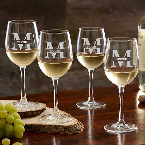 Lavish Last Name Engraved Wine Glasses - 28110