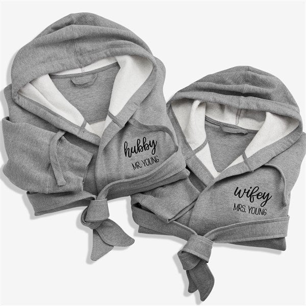 Wifey & Hubby Personalized Sweatshirt Robe - 28708