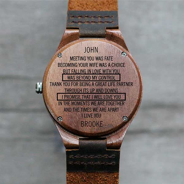 To My Husband Engraved Walnut Wood Watch - 28734D