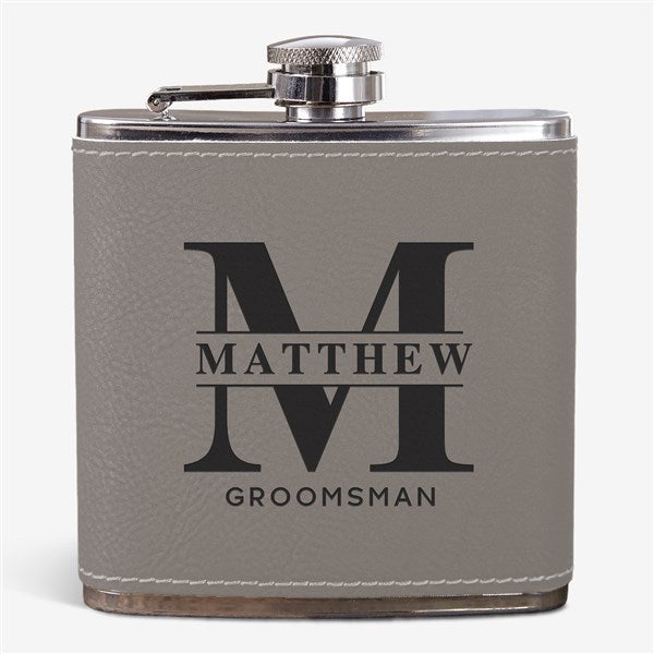 Lavish Groomsmen Wedding Leatherette Personalized Flask - 31622