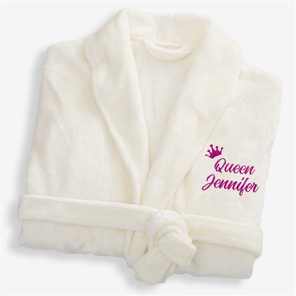 King and Queen Wedding Embroidered Luxury Fleece Robes - 31769