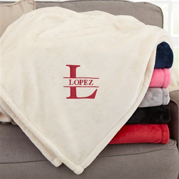 Lavish Last Name Embroidered Fleece Blankets - 31804