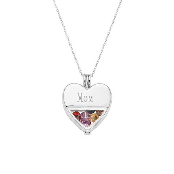 Engraved Glass Heart Birthstone Locket - 31860D