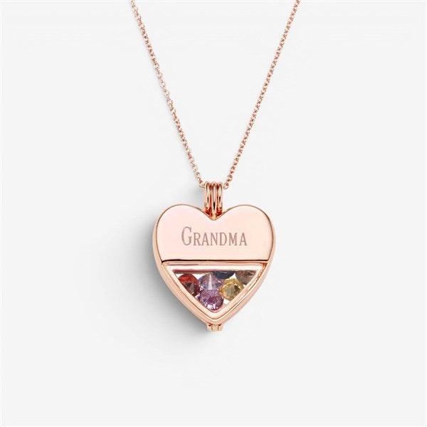 Engraved Glass Heart Birthstone Locket - 31860D