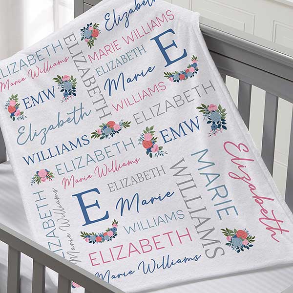 Blooming Baby Girl Personalized Baby Blankets - 31963