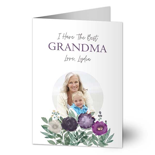 Floral Love for Grandma Personalized Photo Cards - 32156