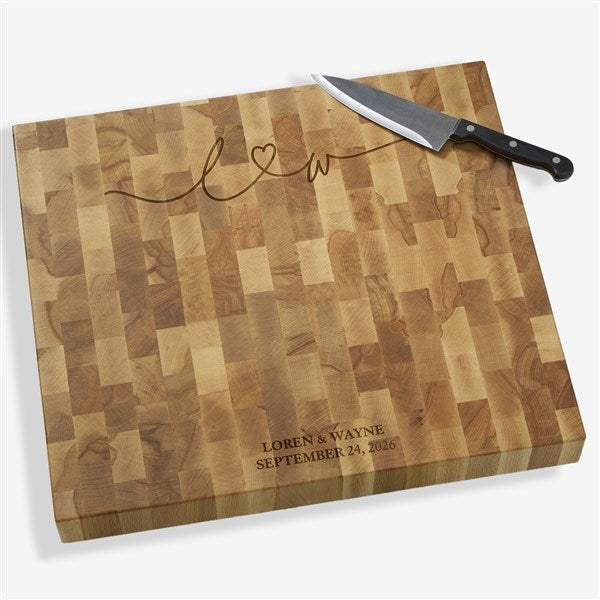 Drawn Together By Love Personalized Butcher Block Cutting Board - 32383