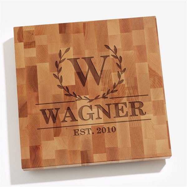 Laurel Wreath Personalized Butcher Block Cutting Board - 32424