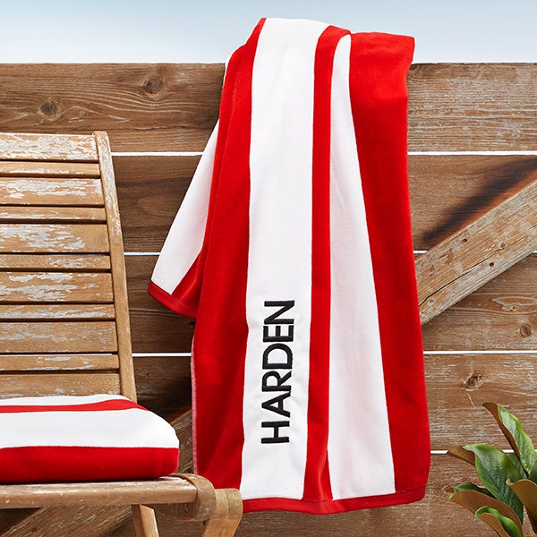 Custom Embroidered Cabana Stripe Beach Towels - 32723